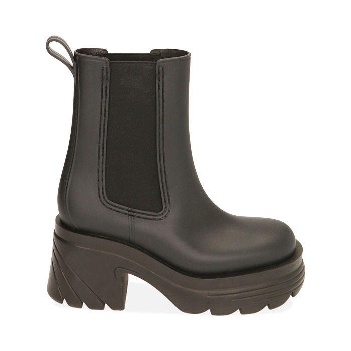 Chelsea boots de pluie en pvc noir