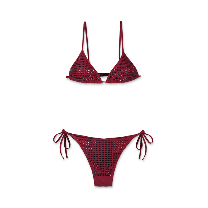 Bikini da donna bordeaux a triangolo