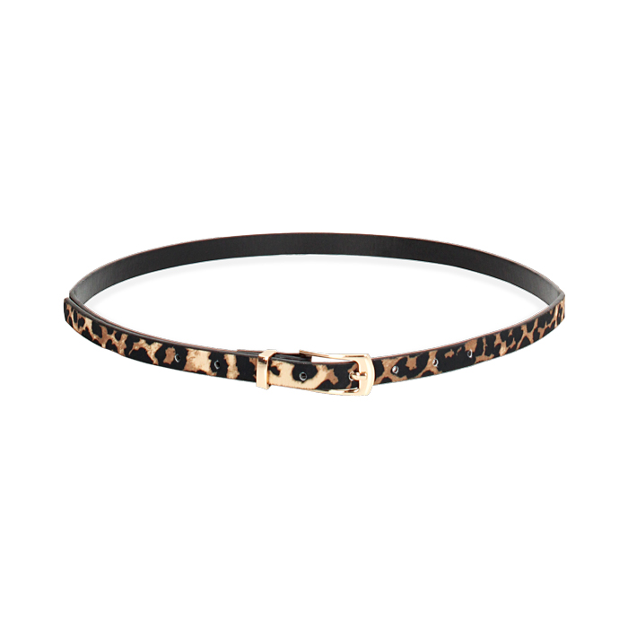 Cinturón de mujer estampado leopardo estrecho