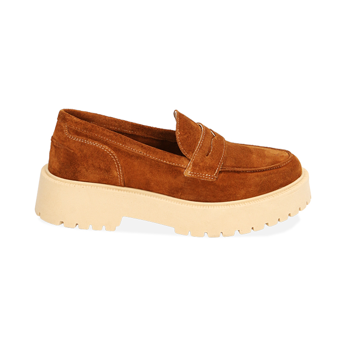 WOMEN SHOES MOCASSINS SUEDE COGN