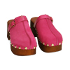 Clogs fucsia in camoscio, tacco 6 cm 