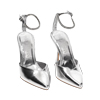 D&eacute;collet&eacute; slingback donna argentate in laminato, tacco 10 cm