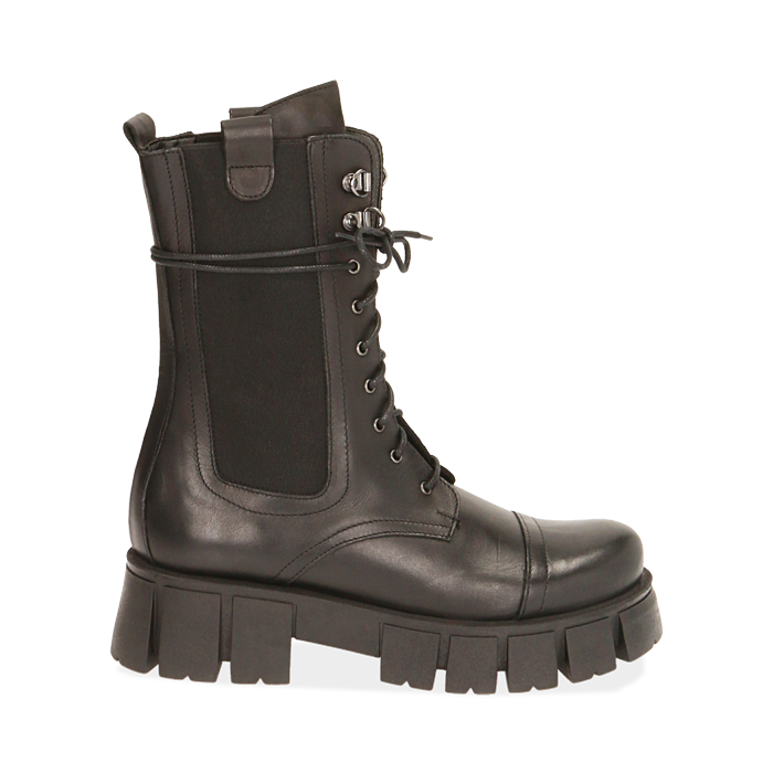 Botas negra de piel, tacón 5 cm