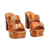 WOMEN SHOES CLOG COW LEATHER COGN