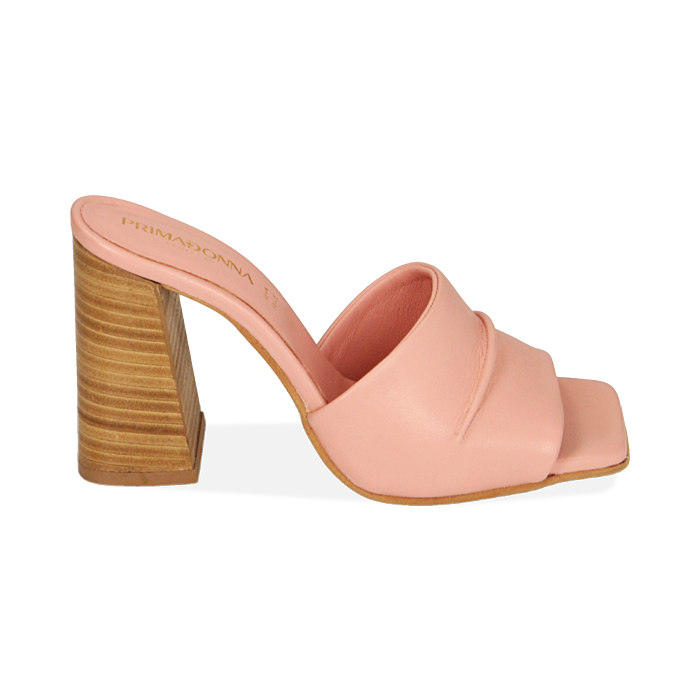 Mules rosa in pelle di vitello, tacco 9 cm 