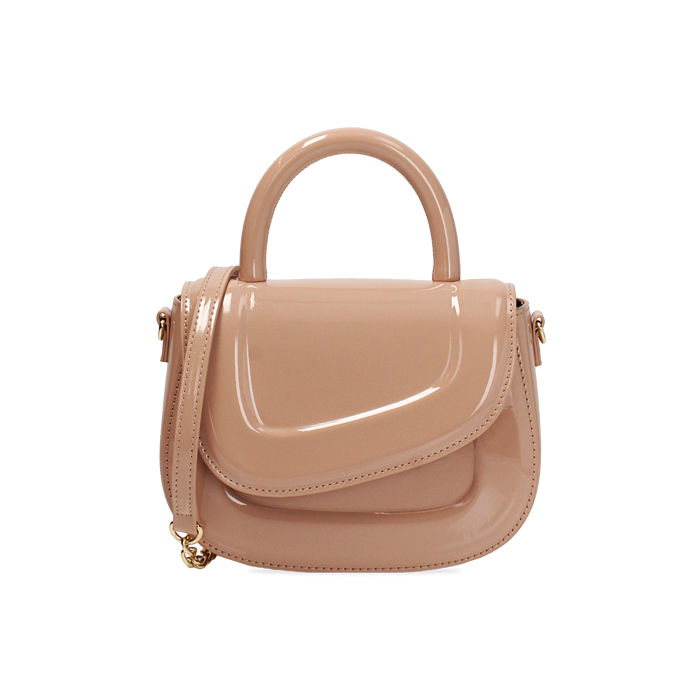 Mini bag nude con tracolla removibile