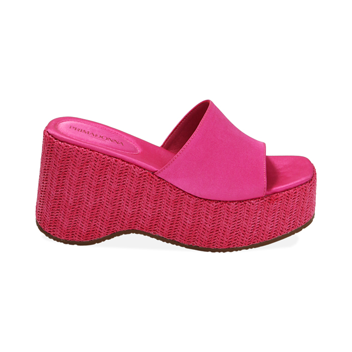 WOMEN SHOES WEDGE SATIN FUCS