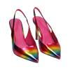 Zapatos destalonados laminados multicolor, tacón 10 cm