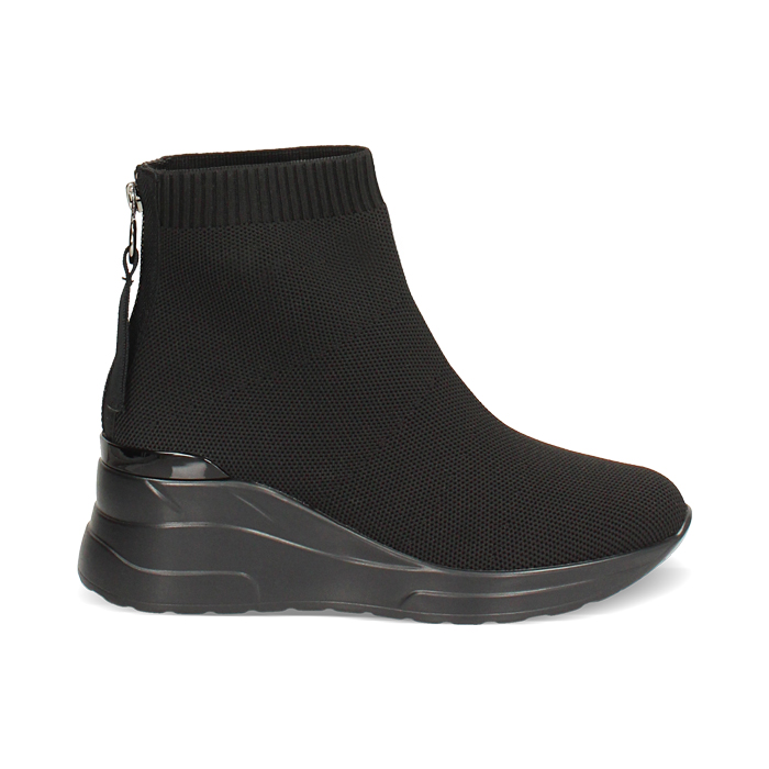 Slip on nere in tessuto con plateau di 7 cm per un'eleganza quotidiana