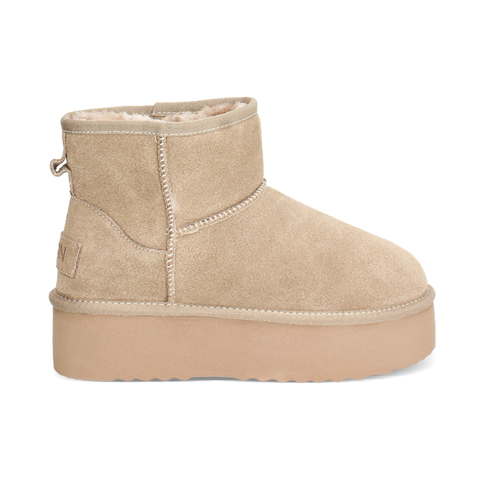 Bottines d'hiver taupe en daim avec talon de 4,5 cm