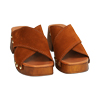 Sandali cognac in camoscio, tacco 5,5 cm
