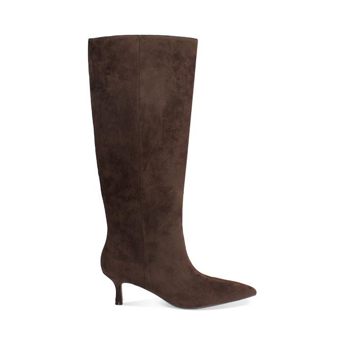 Botas en microfibra azul noche con tacón de 5,6 cm