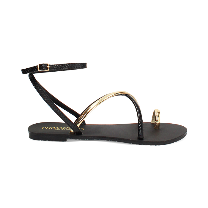 Sandales basses femme noires en python