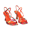 Sandalo donna multicolor-arancio in raso, tacco 7,5 cm
