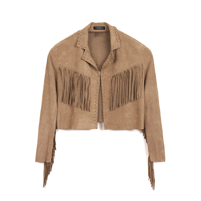 Chaquetas de microfibra camel de corte elegante