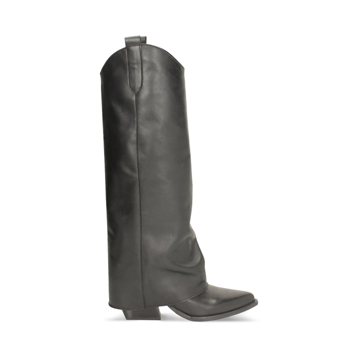 Bottes en cuir noir avec talon de 7,2 cm