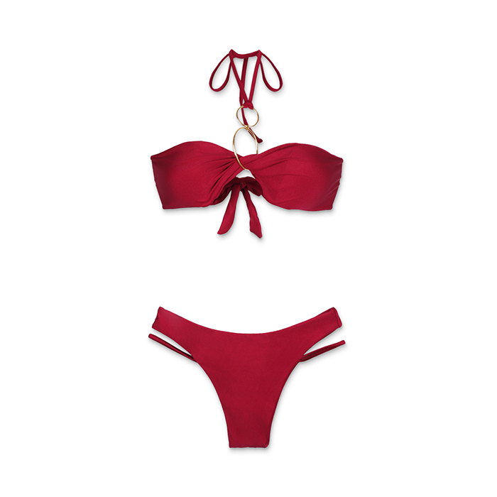 Bikini da donna bordeaux a fascia