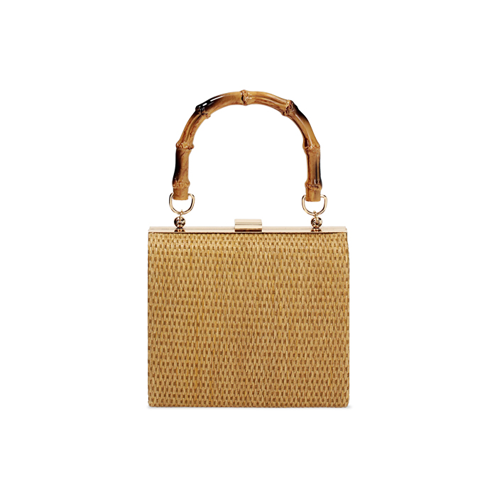 Mini bag donna camel in raffia