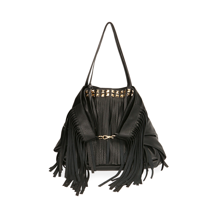 Borsa da donna a spalla nera con frange | Primadonna Collection