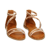 Sandales bas femme rose doré miroir avec pierres