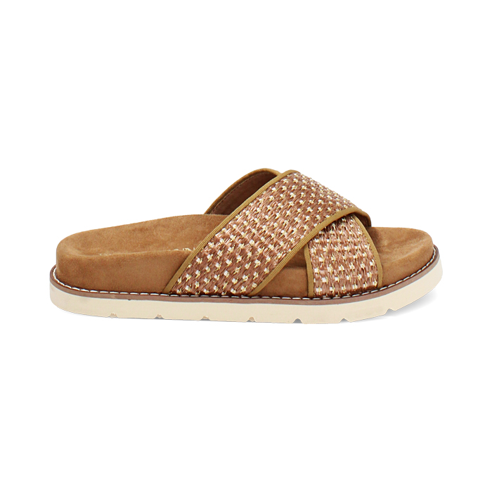 Sandali bassi donna marroni in raffia