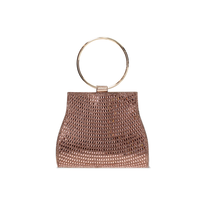 Mini bag rosa-oro con pietre scintillanti