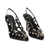 Décolleté slingback donna nere in vernice laser cut