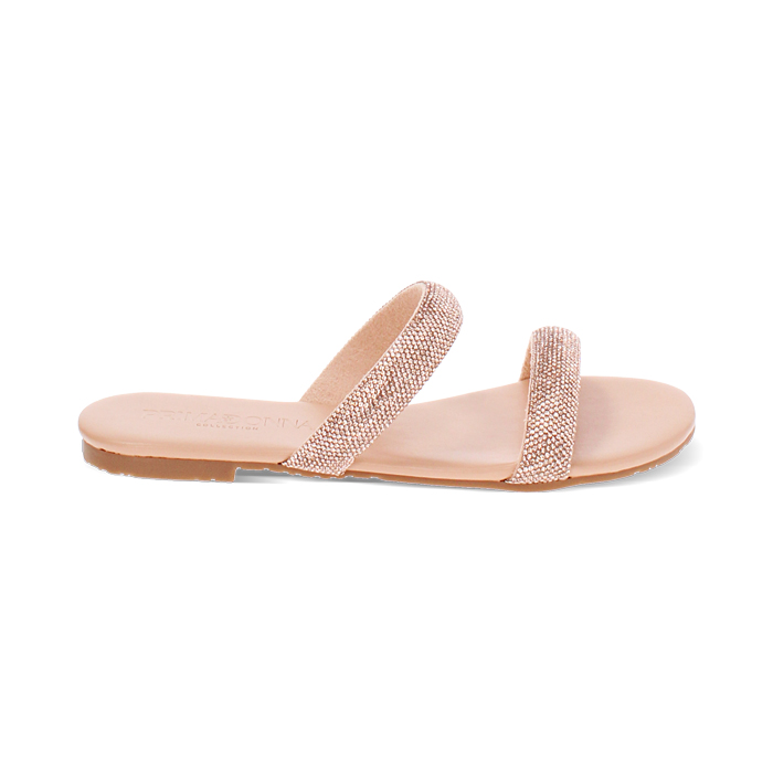 Sandali bassi nude con strass