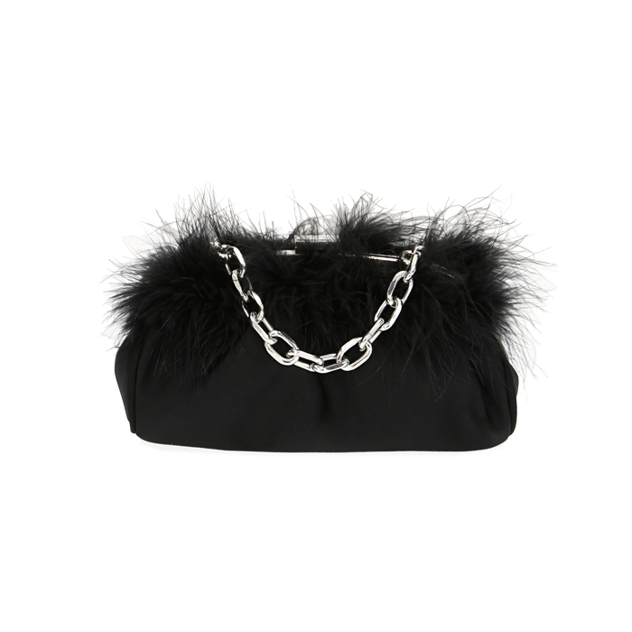 Borsa a tracolla nera con piume