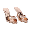 Mules open toe femme rose doré en laminé