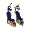 Décolleté slingback blu multicolor, tacco 8,5 cm
