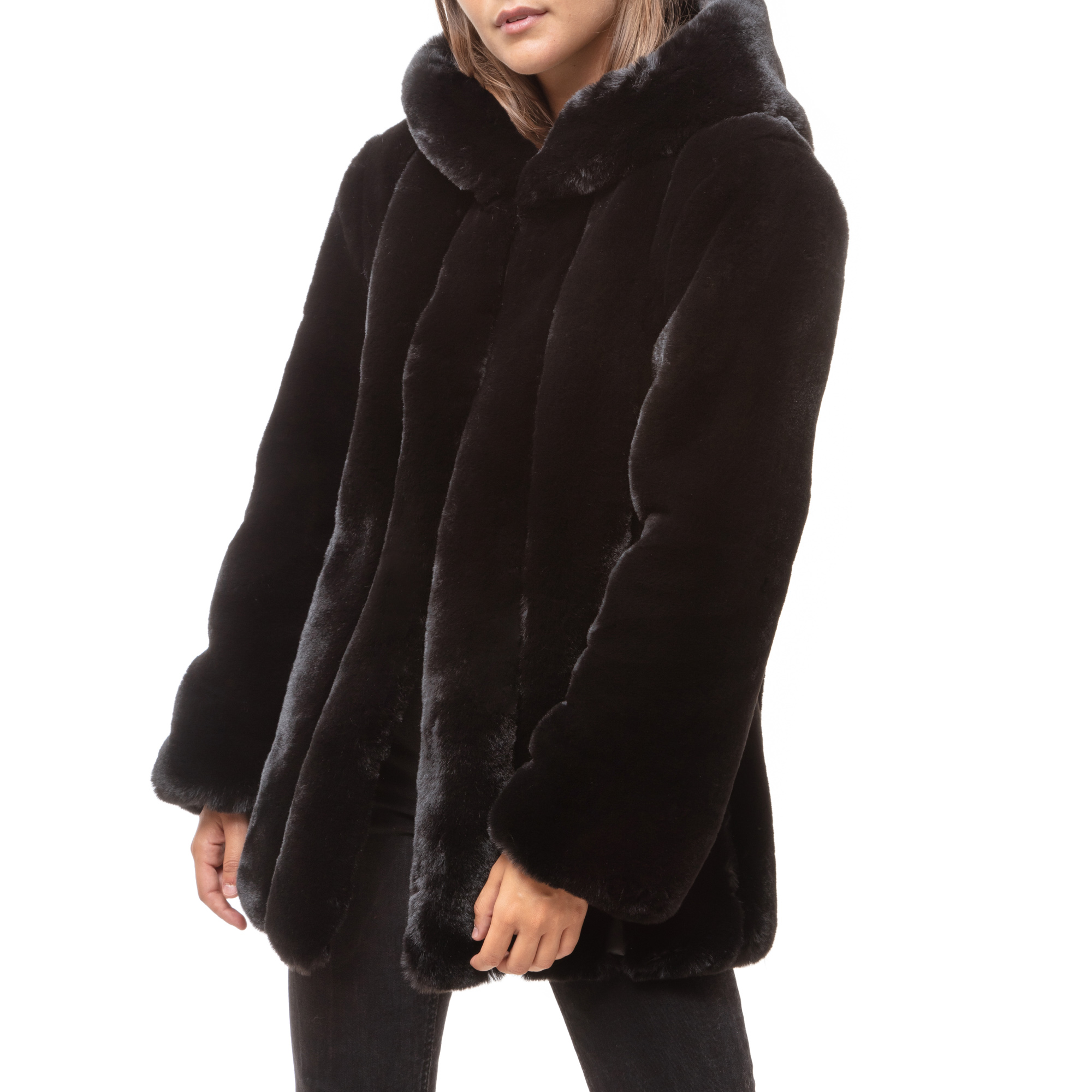 pellicciotto nero donna