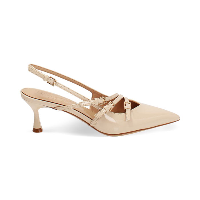 D&eacute;collet&eacute; slingback beige tacco 6 cm
