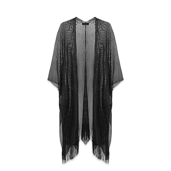 Poncho donna nero in tessuto