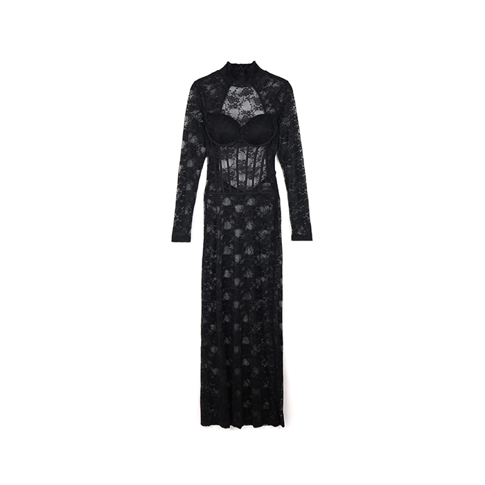 Vestito nero da donna in pizzo