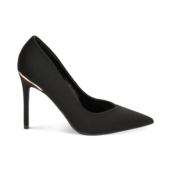 Décolleté nere in tessuto, tacco 10,5 cm