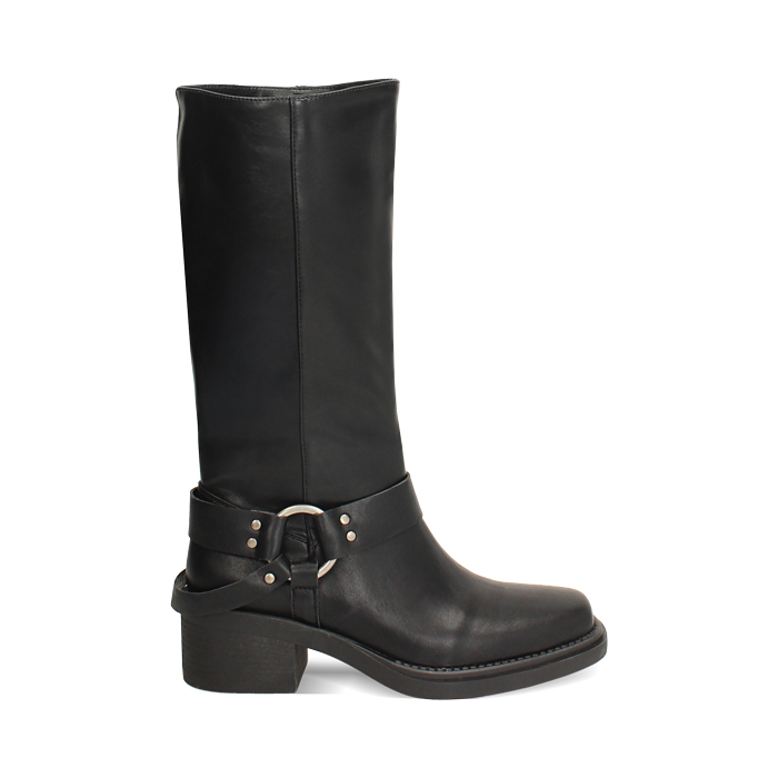 Biker neri con tacco 5 cm