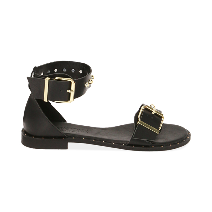 Sandali donna neri flat con borchie Primadonna Collection
