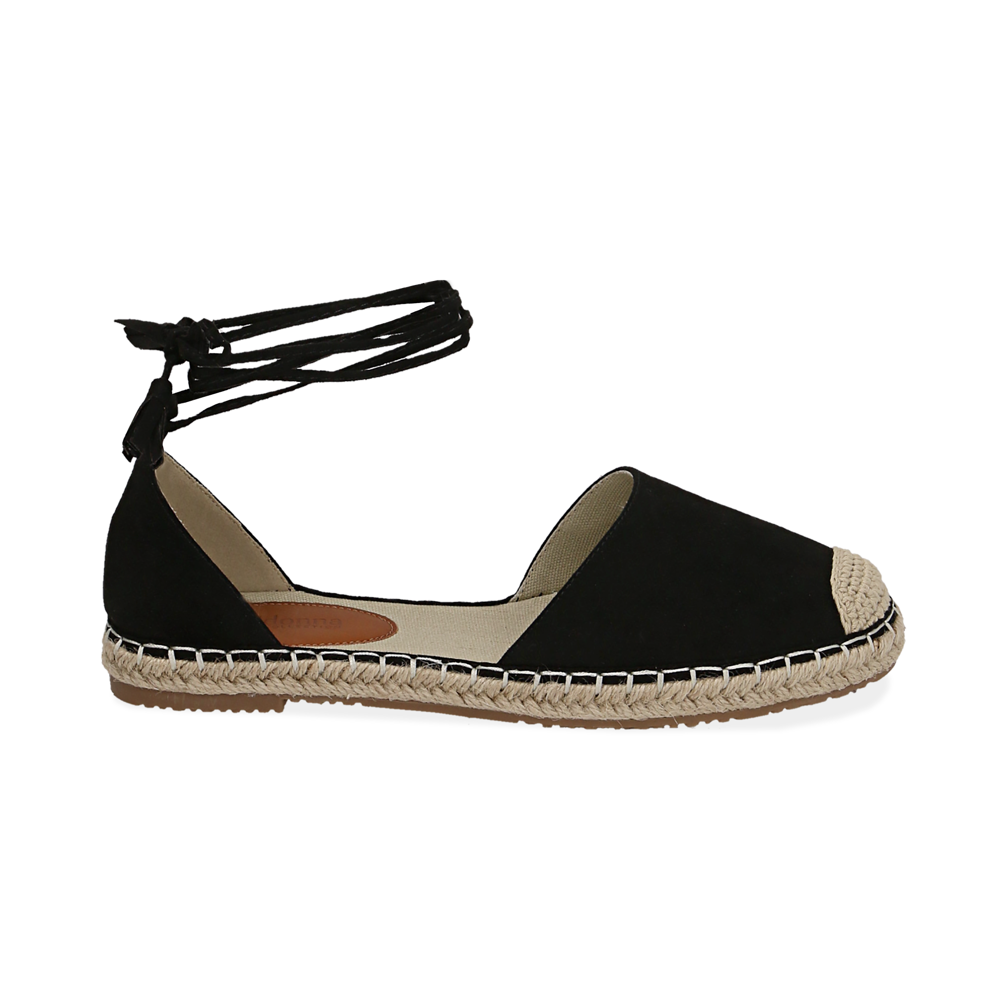 Espadrillas lace-up nere in microfibra | Primadonna Collection