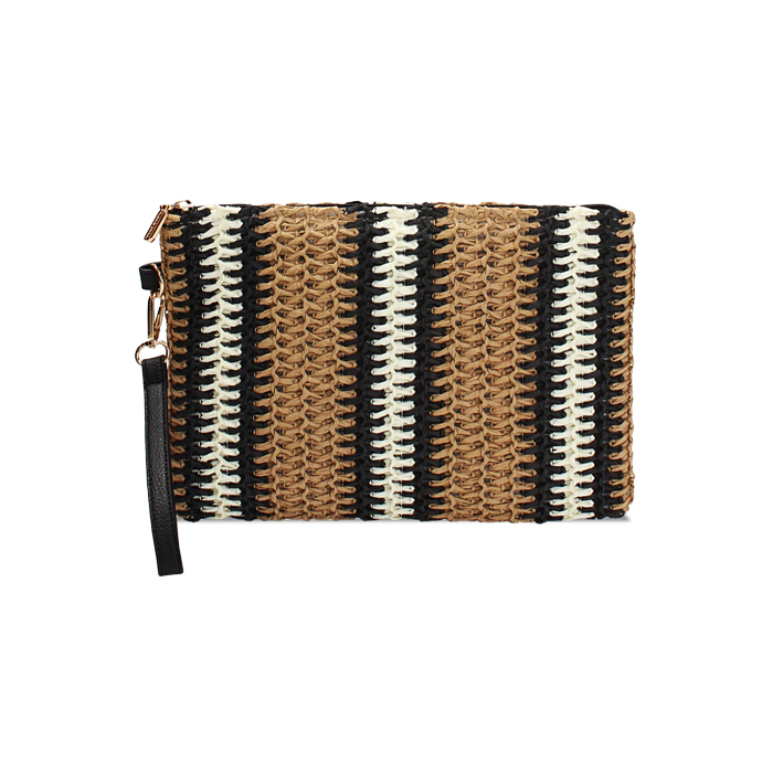 Pochette donna mare nera in raffia