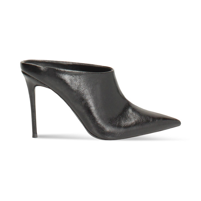 Sabot noir brillant avec talon de 10 cm
