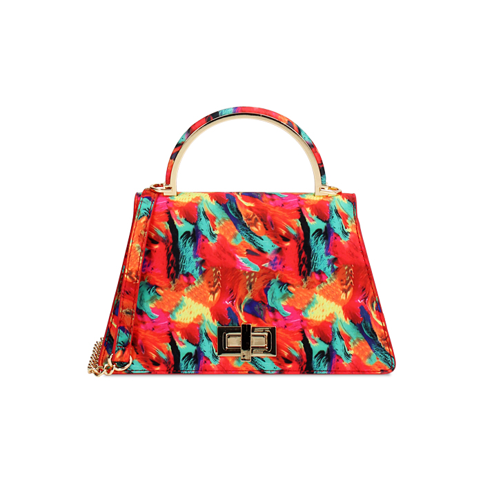 Mini sac femme multicolore-orange en satin