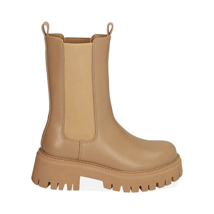 Chelsea boots beige, tacco 5,5 cm 