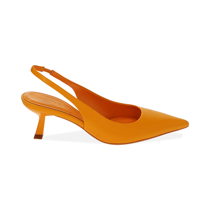 Décolleté slingback arancio, tacco 6 cm