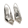 Décolleté slingback gioiello argento, tacco 9,5 cm