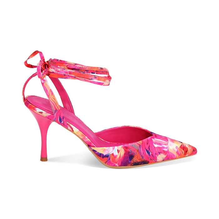 Tacones multicolores de satén