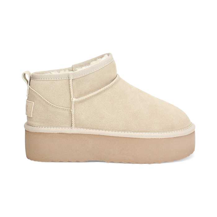 Bottines d'hiver beige en daim avec talon de 4,5 cm