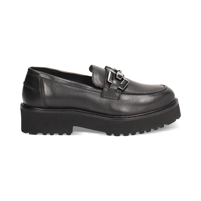 Mocasín negro de piel