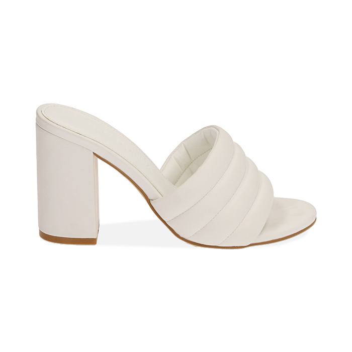 Mules bianche, tacco 9 cm 
