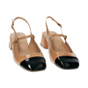 Décolleté slingback beige-nere in naplack, tacco 5 cm